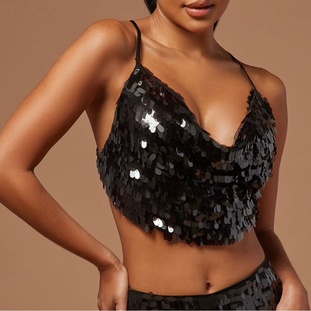 NEW FashionNova Backless Sequin Crop Top